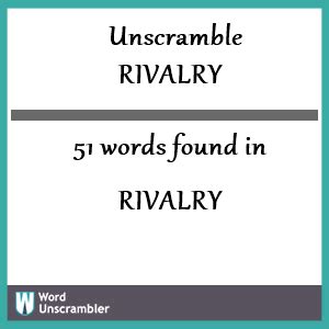 words with letters rivalry|Unscramble Words From RIVALRY – Word Finder by WordsRated.